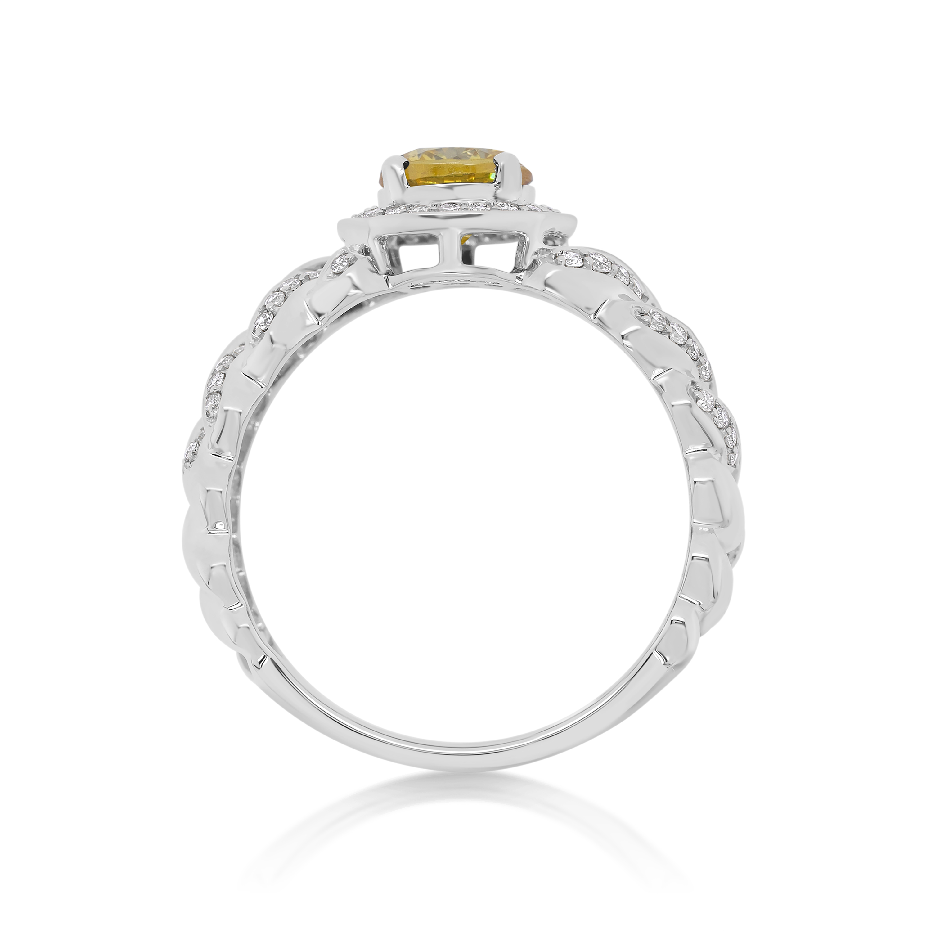Diamond Ring 0.26 ct. 14K White Gold Round Yellow Center Stone